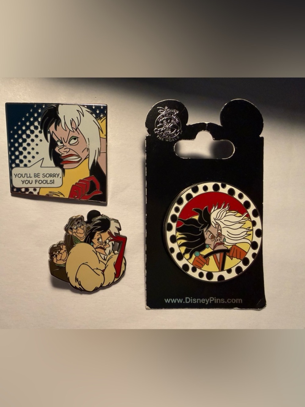 BUNDLE DISNEY Cruella De Vil Trading Pins RARE